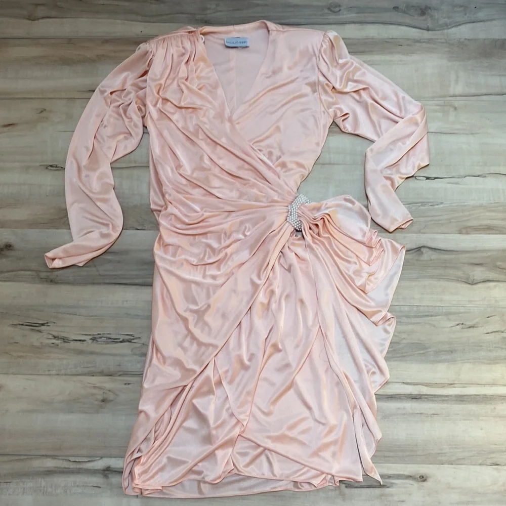 Betsy & Adam Vintage Pink Wrap Dress size Small - Picture 8 of 12